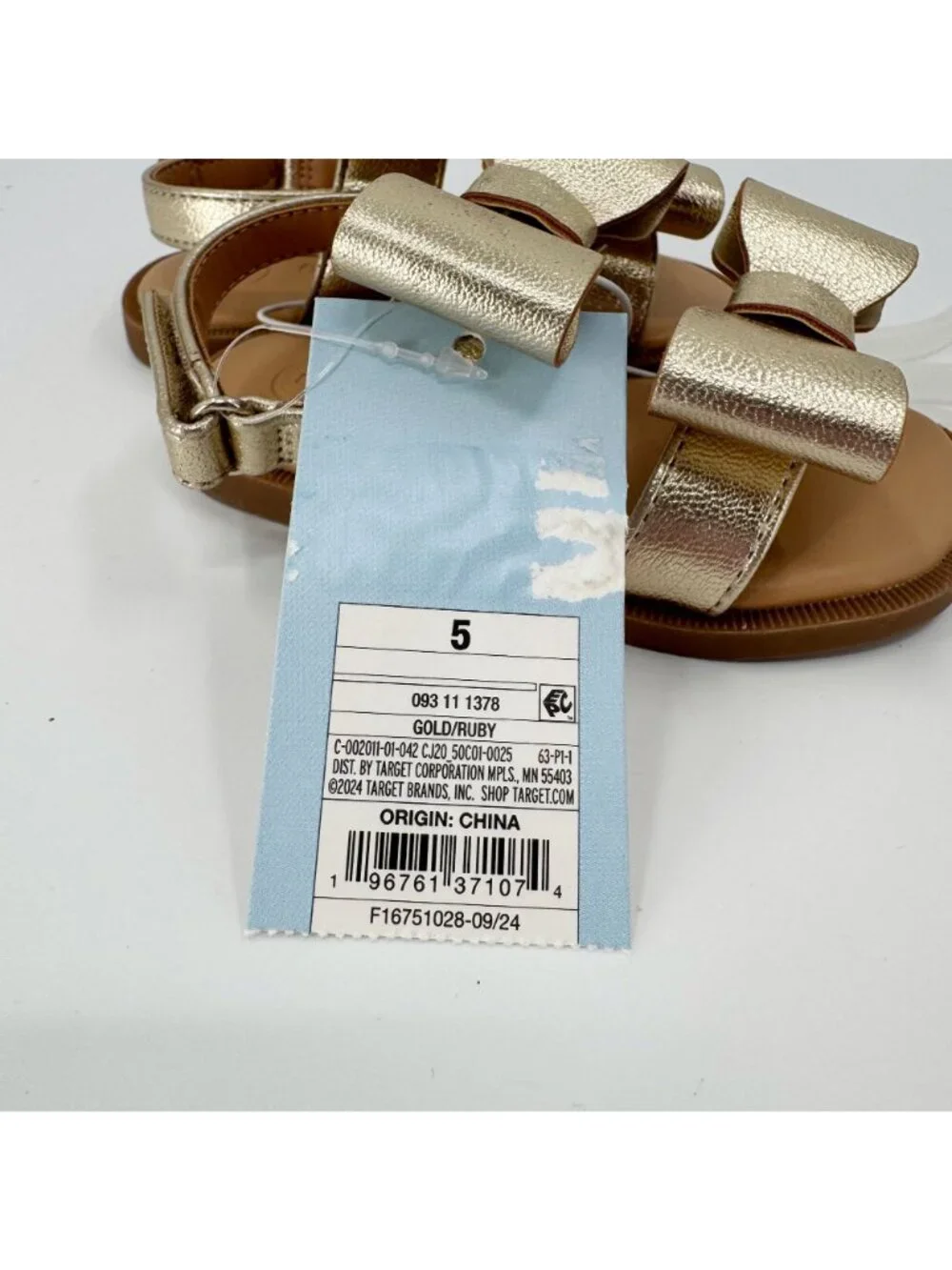 NEW Cat & Jack Toddler Girls' Ruby Bow Sandals - Gold